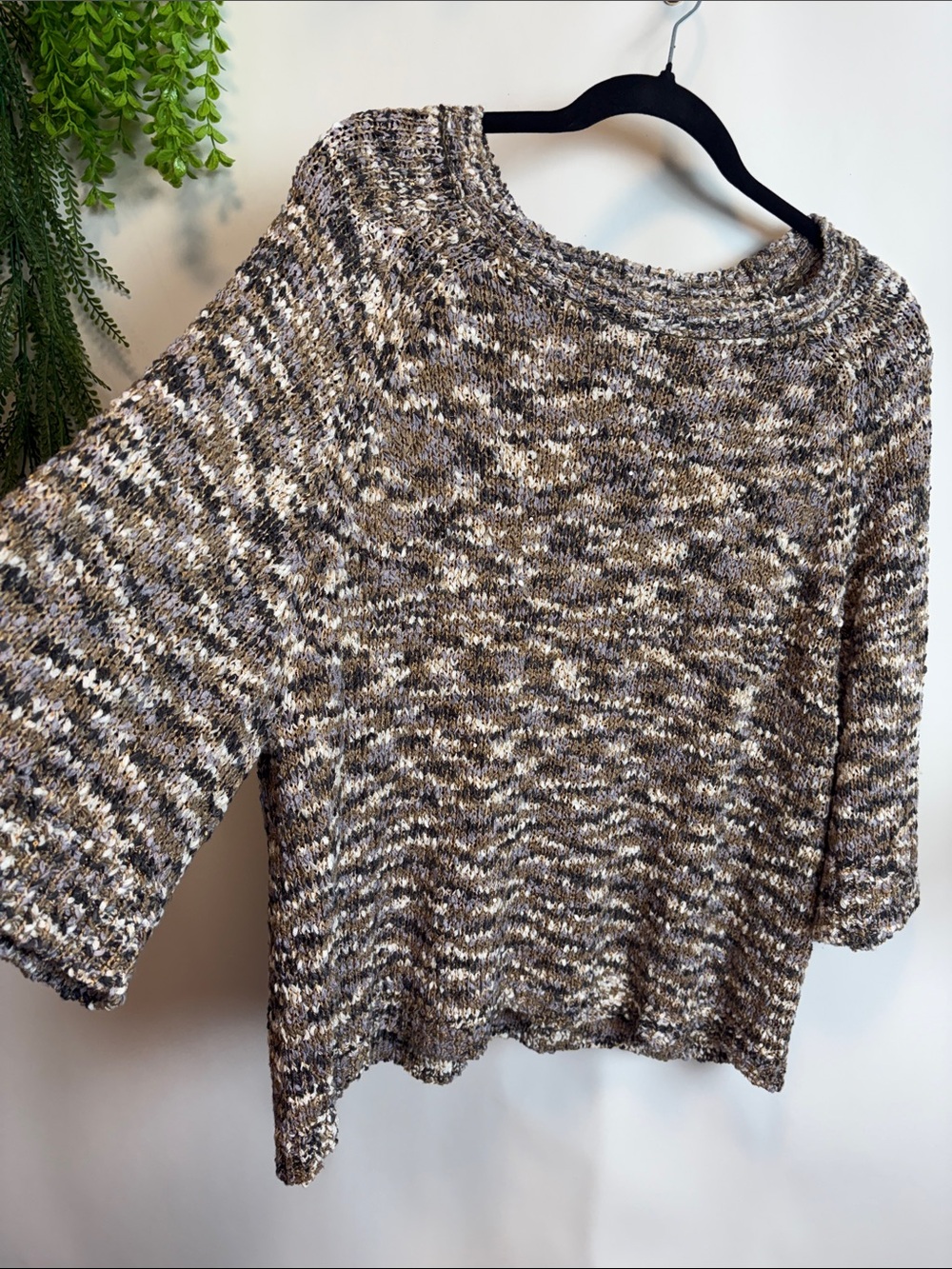 Lilla P Marled Brown & Cream Crewneck Sweater